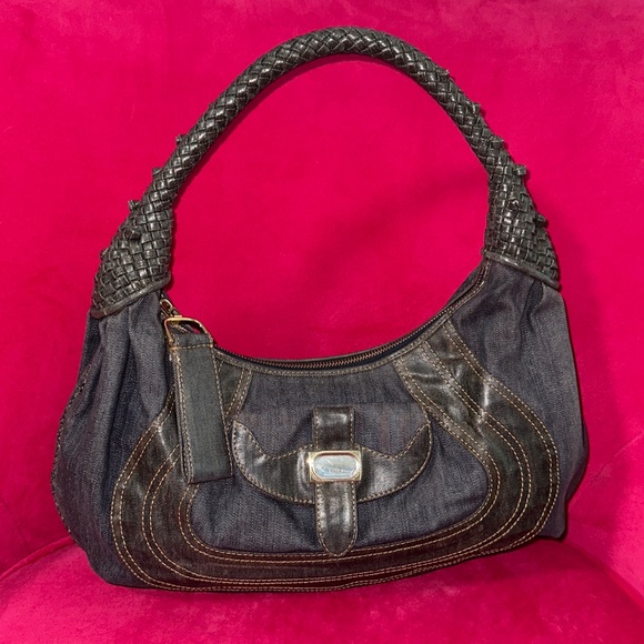 Fendi Handbags - Fendi denim spy bag shoulder hobo purse